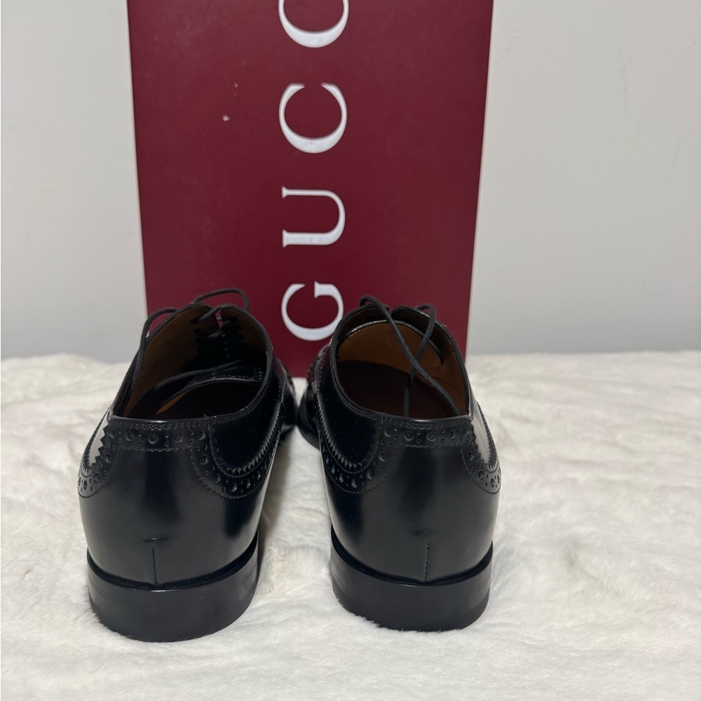 Gucci Black Brogue Men's Oxfords - Picture 2 of 11